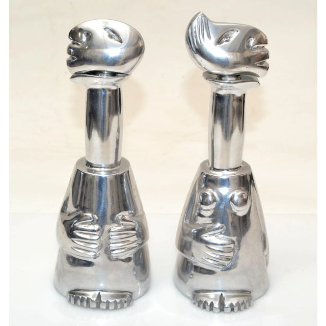 Vintage Carrol Boyes Man & Women Collectible Aluminum Bottle & Stopper Vessels- a Pair For Sale - Image 11 of 12
