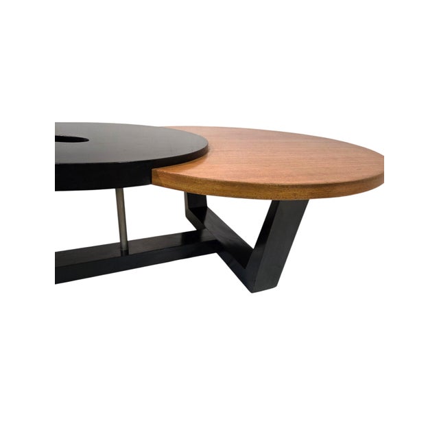 Large Biomorphic Kidney Shaped Two-Tone Mahogany & Black Coffee / Cocktail Table For Sale In New York - Image 6 of 18