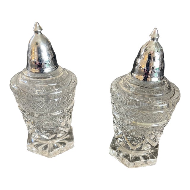 1990s Glass and Silver Salt and Pepper Shakers For Sale