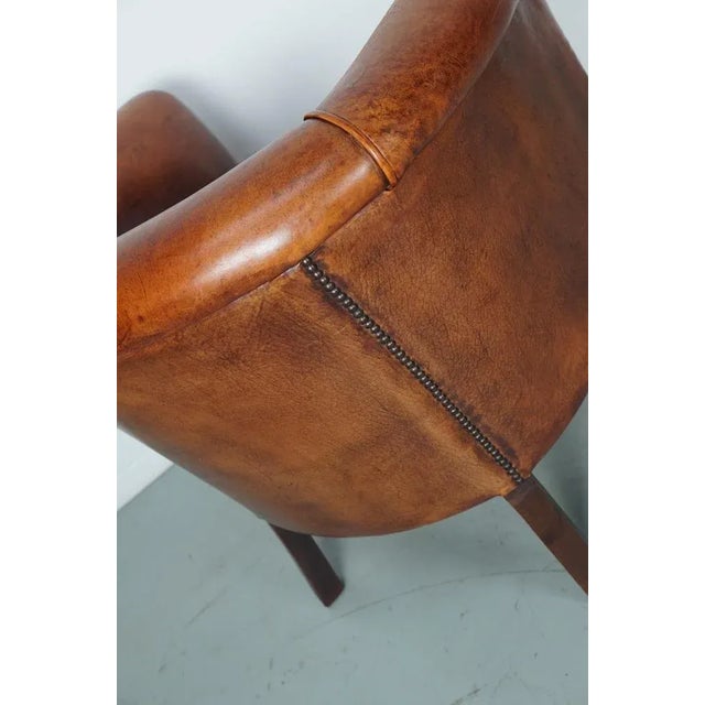 Vintage Dutch Cognac Colored Leather Club Chair For Sale - Image 14 of 18