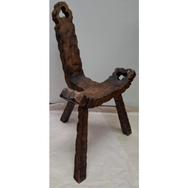 20th Century Hand-Crafted Brutalist Tripod Spanish Birthing Chair For Sale - Image 4 of 11