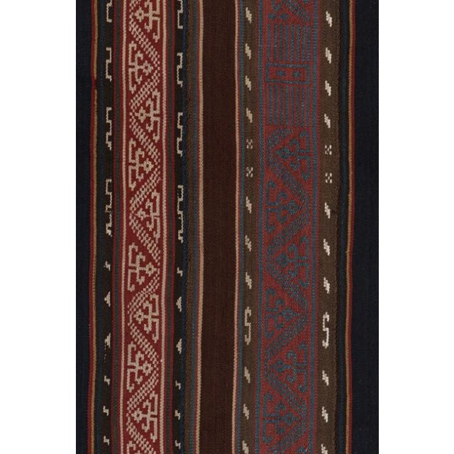 Tribal 1950s Vintage Persian Jajim Kilim in Red, Blue & Brown Patterns by Rug & Kilim For Sale - Image 3 of 7