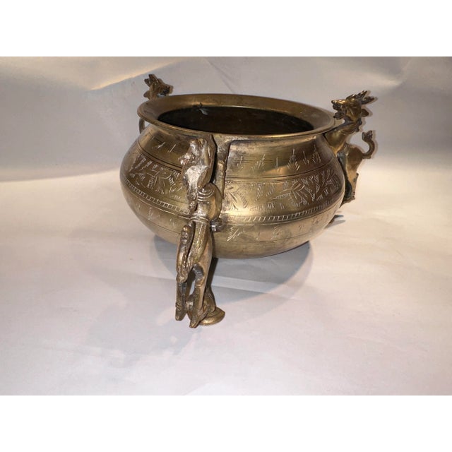 Antique 3-Legged Indo Persian Bowl With Mythical Animals For Sale - Image 10 of 12