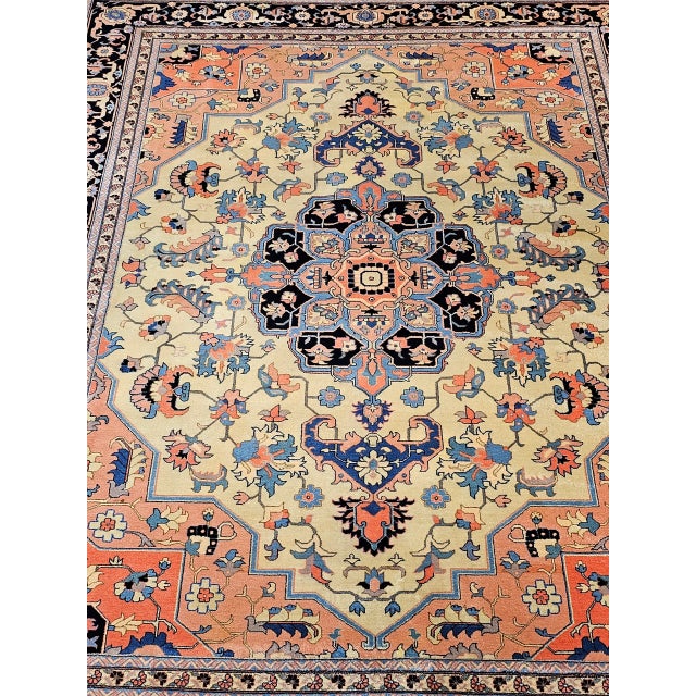 "This exceptional Vintage Turkish Azari Rug showcases the enduring beauty of traditional Heriz Serapi design, masterfully...