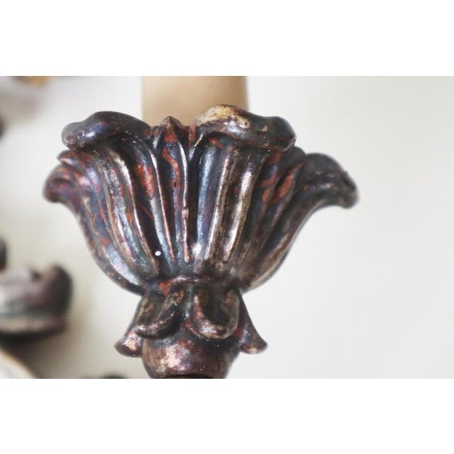 Italian Baroque Hand-Carved Wall Lights in Wood & Metal, 1950s, Set of 2 For Sale - Image 4 of 13