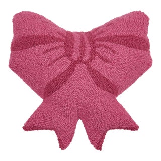 Pink Bow Shaped Hook Pillow, 16" x 16" For Sale