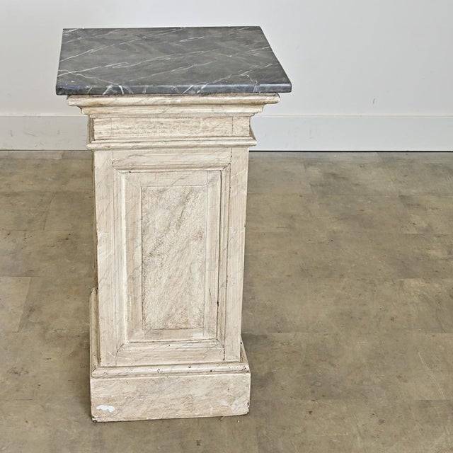 Wood French 19th Century Faux Marble Painted Pedestal For Sale - Image 7 of 7