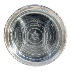 Wallace Sterling Rimmed Cut Glass Serving Dish