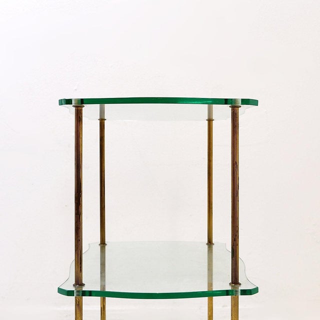 Brass Side Table with Double Glass Top in the style of Maison Jansen, 1940 For Sale - Image 5 of 16