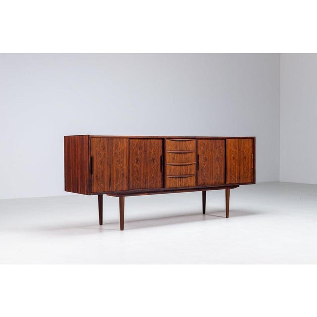 Scandinavian symmetric sideboard in Santos rosewood, Denmark 1960s. A beautifully proportioned Danish modern sideboard...