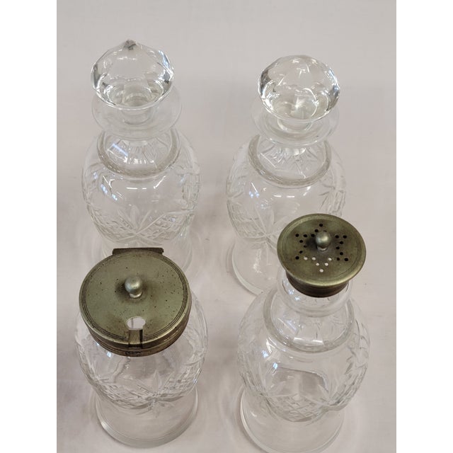 1900 - 1909 Antique Silverplate and Glass Four Bottle Cruet Set For Sale - Image 5 of 11
