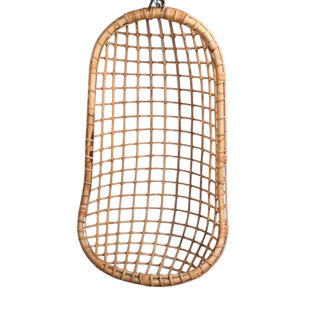 Vintage Hanging Bamboo Egg Chair Made in Hong Kong Circa 1970's For Sale - Image 9 of 15