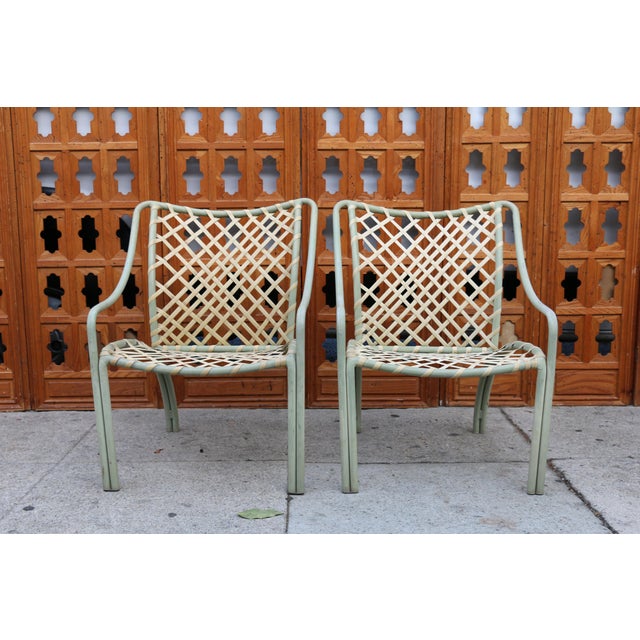Metal Vintage Set of Four Tamiami Patio Lounge Chairs With Two Ottomans by Brown Jordan For Sale - Image 7 of 12