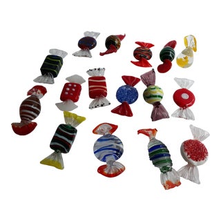1980s Set of 16 Different Glass Hard Candies Decor For Sale