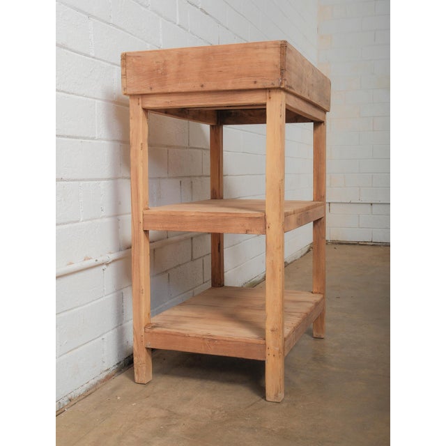 Late 20th Century Handcrafted Indian Wooden Three-Tier Shelf With Tray Top and Rustic Patina For Sale - Image 4 of 4