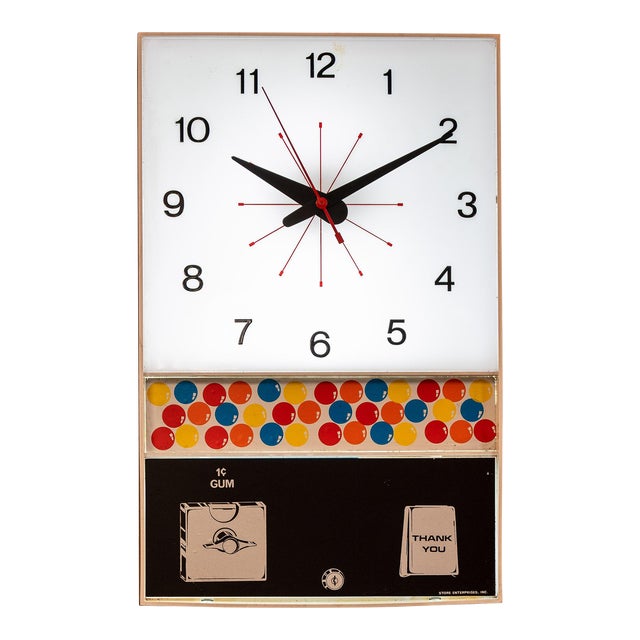 Vintage Gumball Machine Advertising Clock For Sale