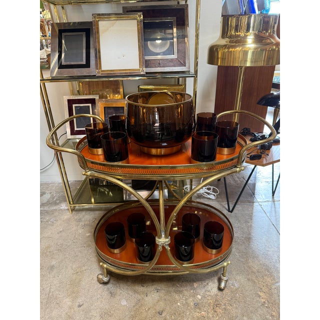Italian Smoked Glass Bar Set With Ice Bucket and Tumblers, 1970s For Sale - Image 15 of 15