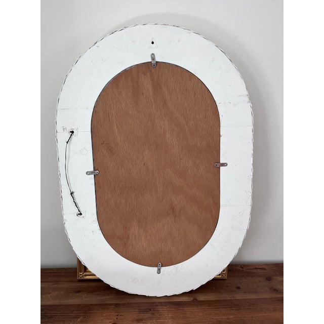 Vintage 1980s White Painted Woven Rattan Framed Mirror For Sale - Image 11 of 11