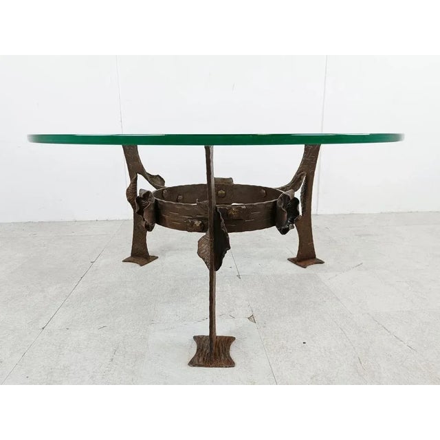 Metal Sculpted Steel Flower Coffee Table, 1970s For Sale - Image 7 of 12