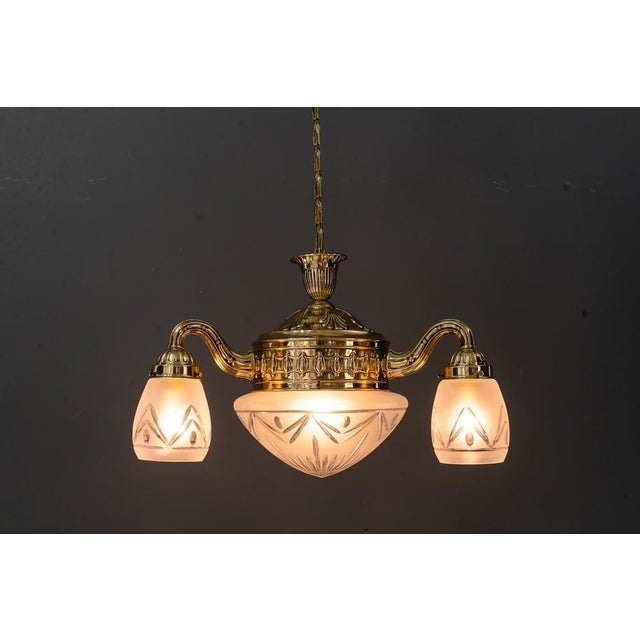 Chandelier with Cut Glass Shades, Vienna, Austria, 1890s For Sale - Image 18 of 18