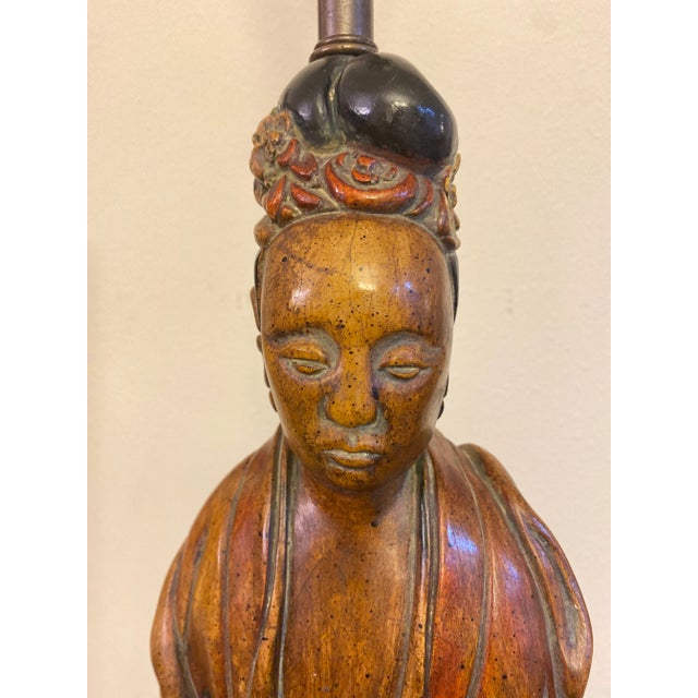 1940s 1940s Hollywood Regency Goddess Quan Yin Lamp For Sale - Image 5 of 6