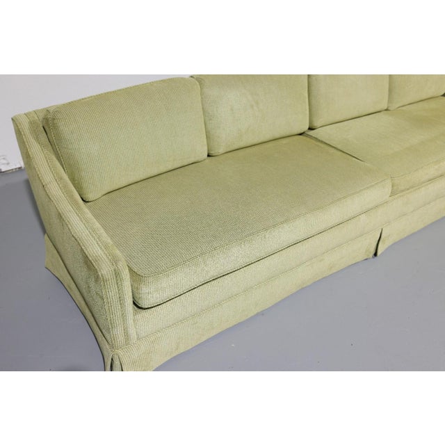 Vintage Oversized Mid-Century Green Upholstered Sofa | Circa 1970s For Sale - Image 10 of 17