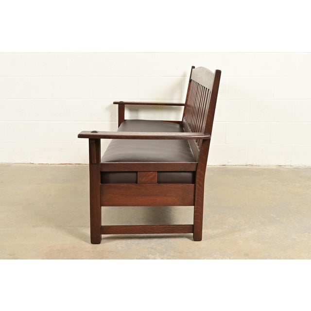 Limbert Antique Mission Oak Arts & Crafts Settle Sofa, Circa 1910 For Sale - Image 15 of 17