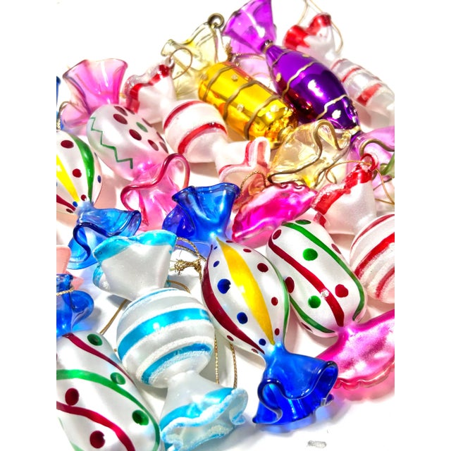 Pop Art Vintage Glass Candy Christmas Ornaments – Set of 13 For Sale - Image 3 of 12