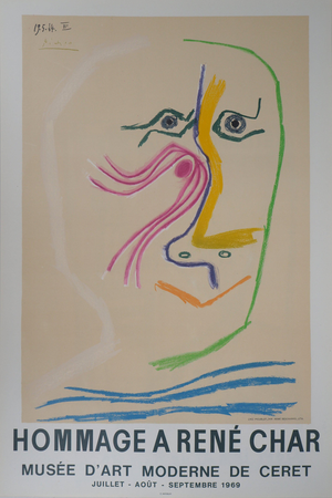 Homage to René Char Poster attributed to Pablo Picasso, 1969