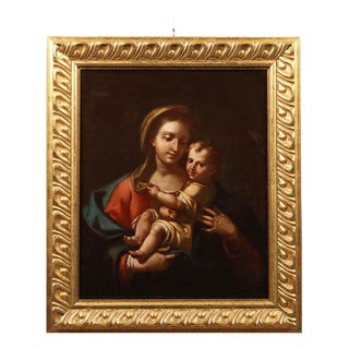 Virgin Mary with Child, Oil on Canvas, 17th Century For Sale