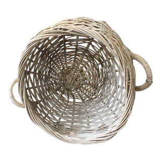 Ext Large Vintage Rattan Squatty Basket For Sale