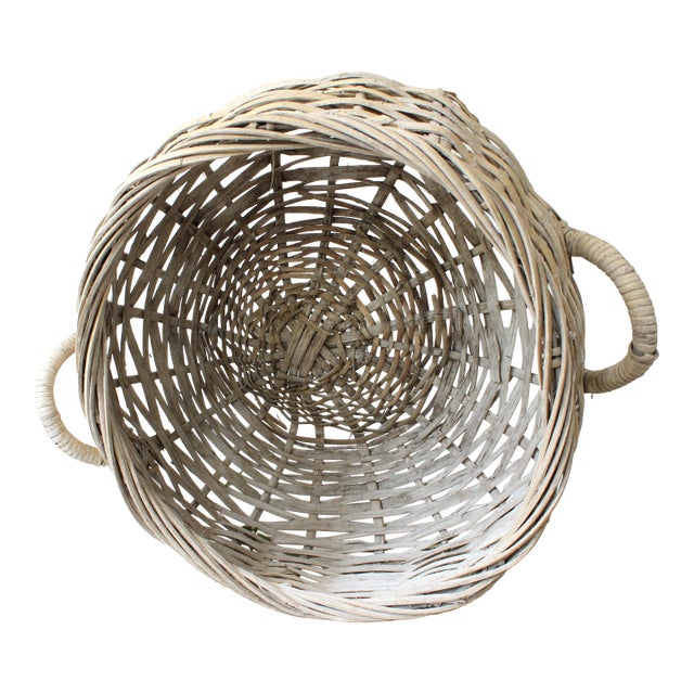 Ext Large Vintage Rattan Squatty Basket For Sale