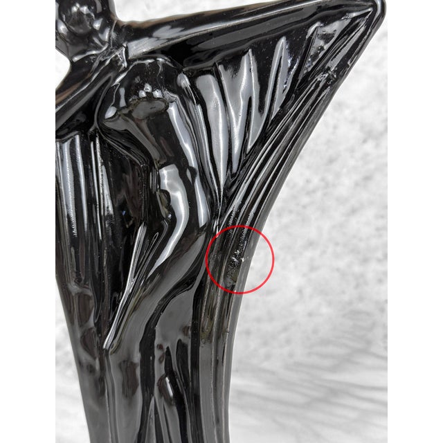 Ceramic Vintage Art Deco Black Ceramic Flapper Women Sculpture - 10" For Sale - Image 7 of 10