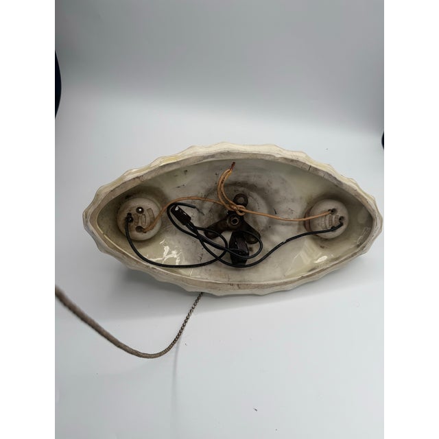 Vintage Art Deco Ivory & Gold Porcelain Pull-Chain Ceiling Light For Sale - Image 11 of 11
