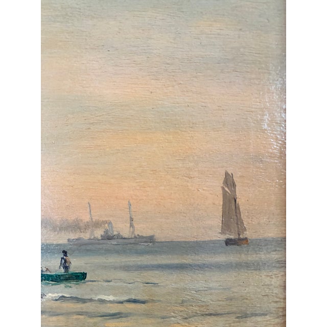 Antique Signed Sailing Ship Seascape Oil Painting For Sale - Image 4 of 13