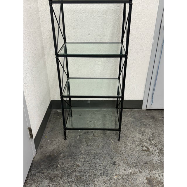 Metal Restoration Hardware Metal + Glass Etagere For Sale - Image 7 of 12