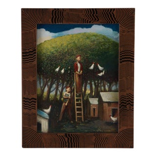 James Feehan "Orchard Boys" Painting Oil & Wax on Canvas in an Anne Boyer Frame For Sale