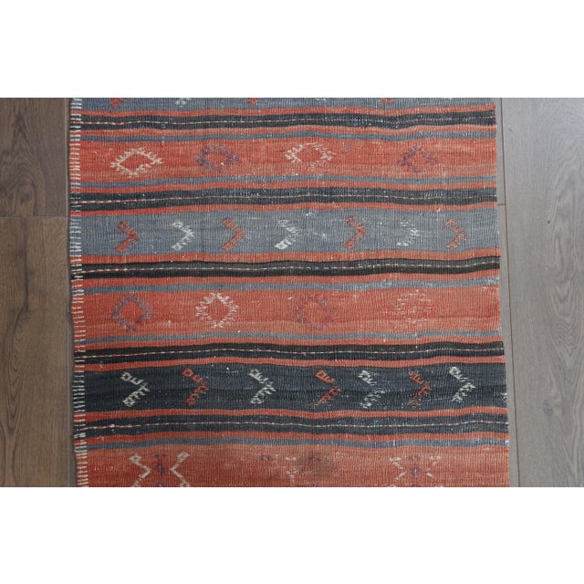 1970s Turkish Oushak Handmade Wool Cotton Red Runner Rug For Sale - Image 10 of 11