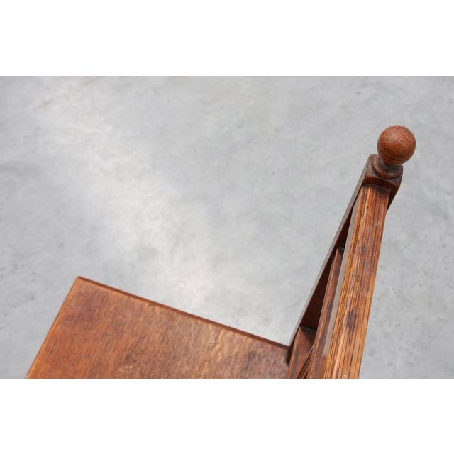 Brown Art Deco Oak Side Chair with Carved Rosette Back and Turned Front Legs, 1890s For Sale - Image 8 of 16