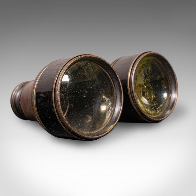 Metal Pair of Antique Opera Glasses, English, Leather, Brass, Binoculars, Ross London For Sale - Image 7 of 12