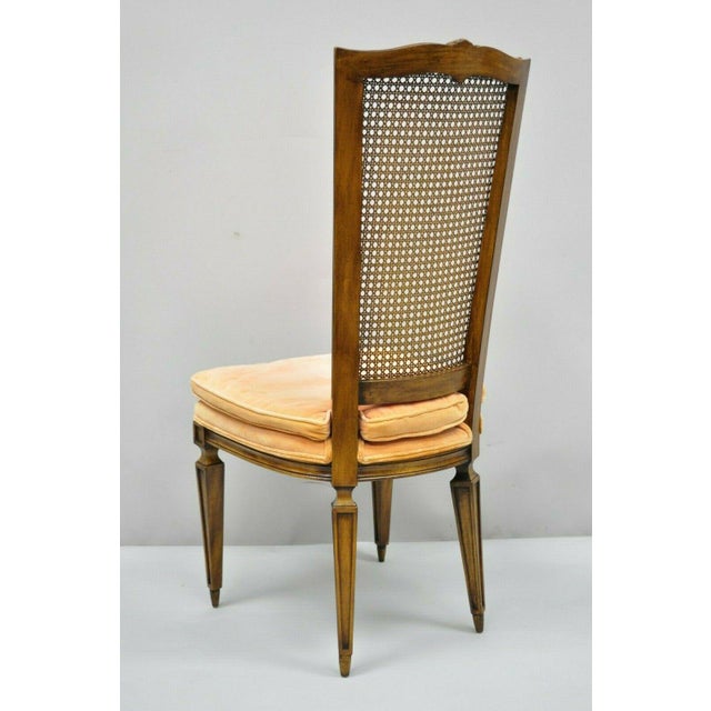 Karges French Louis XVI Style Walnut Tall Cane Back Dining Side Chairs