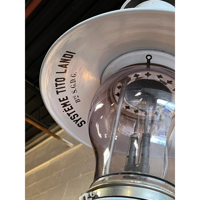 An exceptional example of early industrial French lighting, this Système Tito Landi gas lamp dates to around 1900 and...