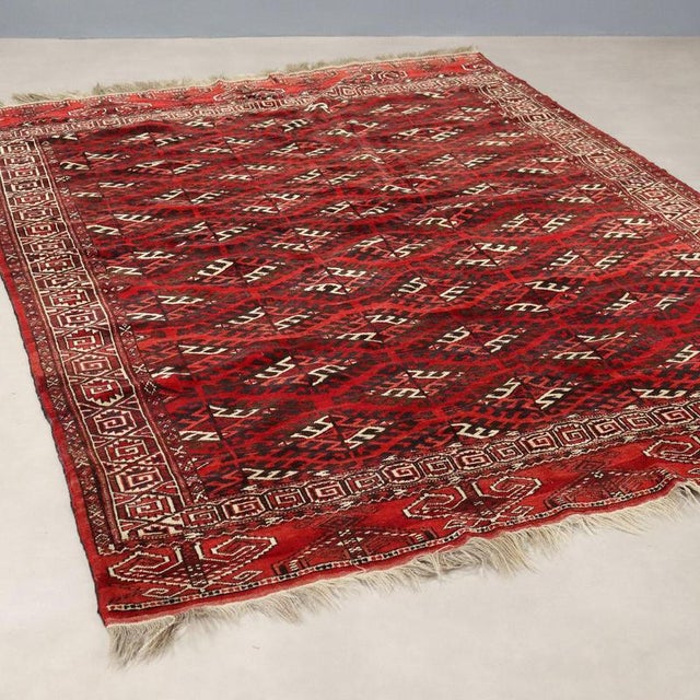 Red Vintage Bukhara Rug, Turkmenistan For Sale - Image 8 of 8