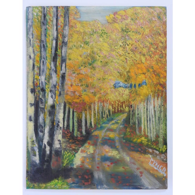 Mid 20th Century Autumn Forest Lane Painting For Sale In Seattle - Image 6 of 7