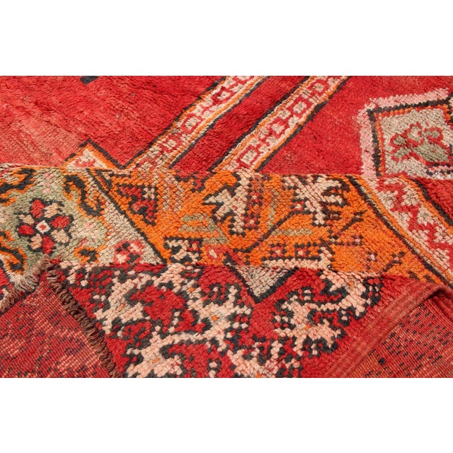 Large Vintage Moroccan Gallery Rug With Tribal Design in Red, Ivory and Orange For Sale - Image 11 of 13