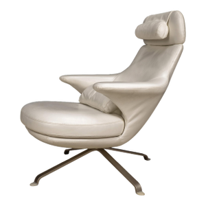 B&b Italia Radar Lounge Chair by James Irvine White Leather Swivel Lounger Italy