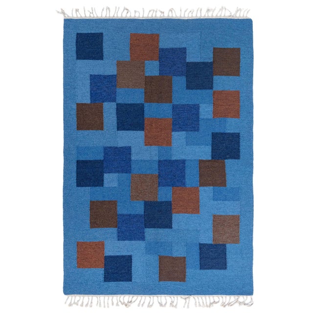 Doris Leslie Blau Vintage Swedish Flat Woven Rug For Sale