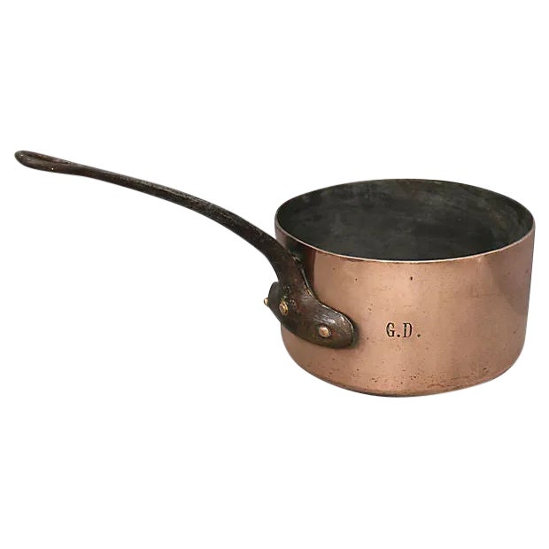 Antique English Copper Sauce Pan W/ "G D" Monogram For Sale