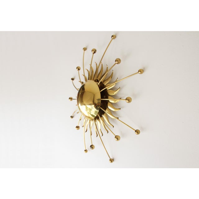 Mid-Century Modern Sunburst Sputnik Wall Lamp in Brass, 1950s For Sale - Image 3 of 16
