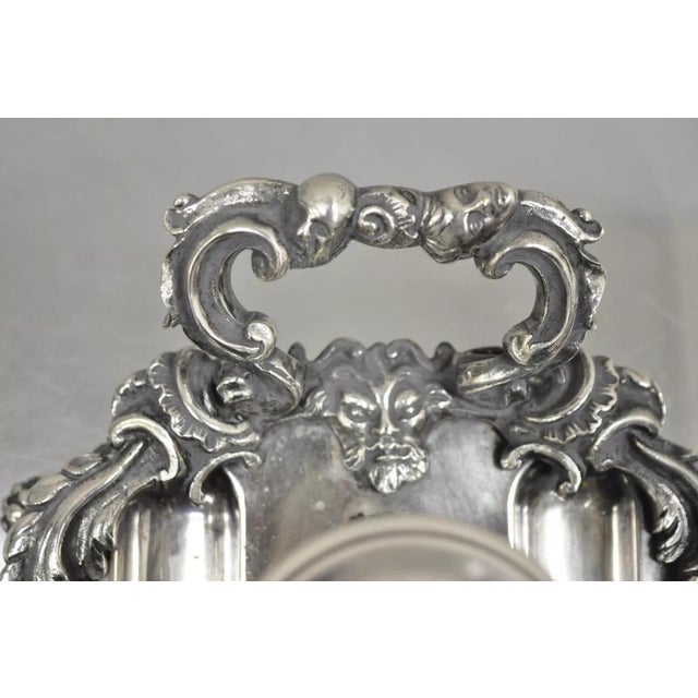 Silver Vintage French Renaissance Silver Plated Figural Italian Inkstand Desk Inkwell For Sale - Image 8 of 12